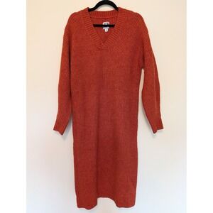 Future Collective Reese Blutstein Womens M Rust Orange V-Neck Sweater Dress 46